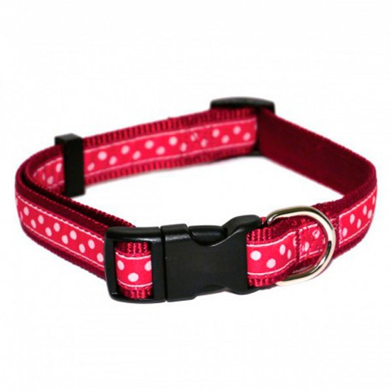 Rosewood collar rojo puntos blancos 45-70 cm x 25 mm