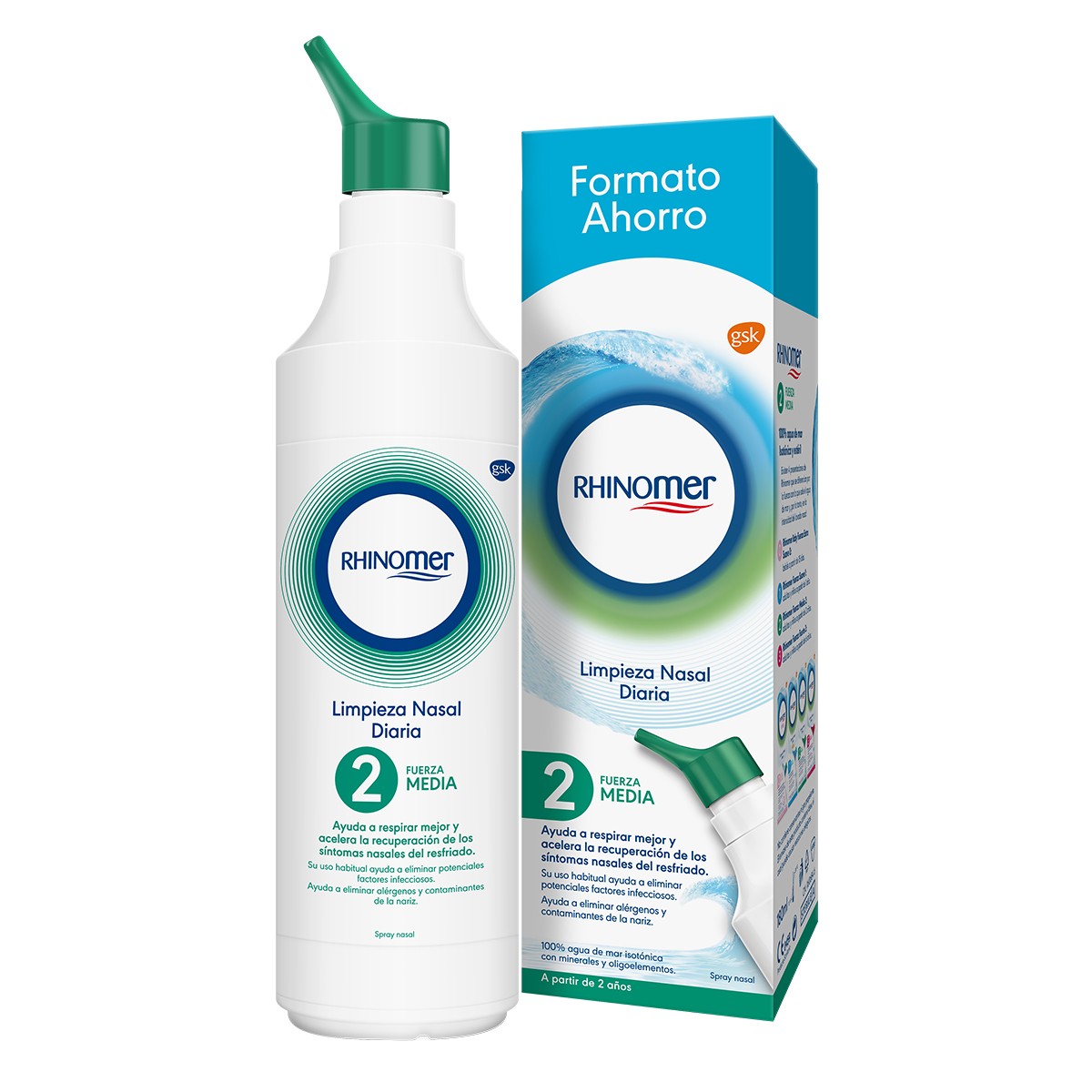 Rhinomer fuerza 2 media limpieza nasal 180ml