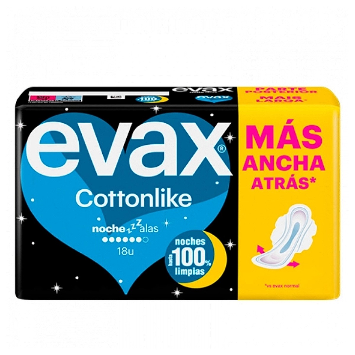 Evax compresas cottonlike noche alas 18und