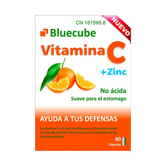 Bluecube vitamina c + zinc 60 cápsulas