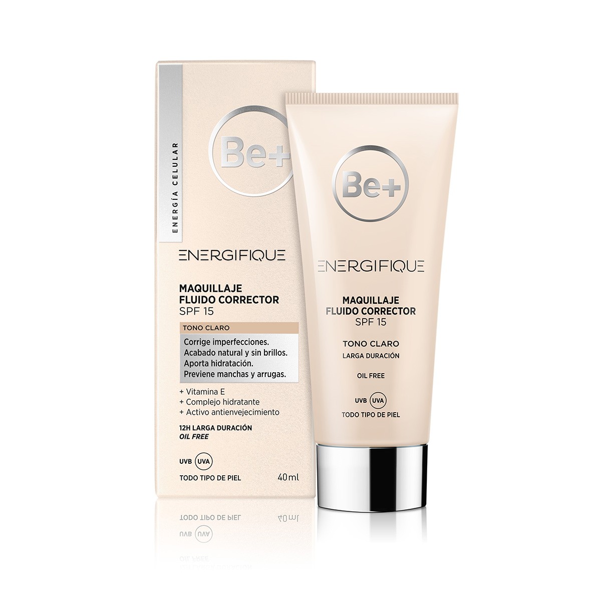 Be+ Energifique maquillaje fluido corrector para piel clara FPS15 40ml